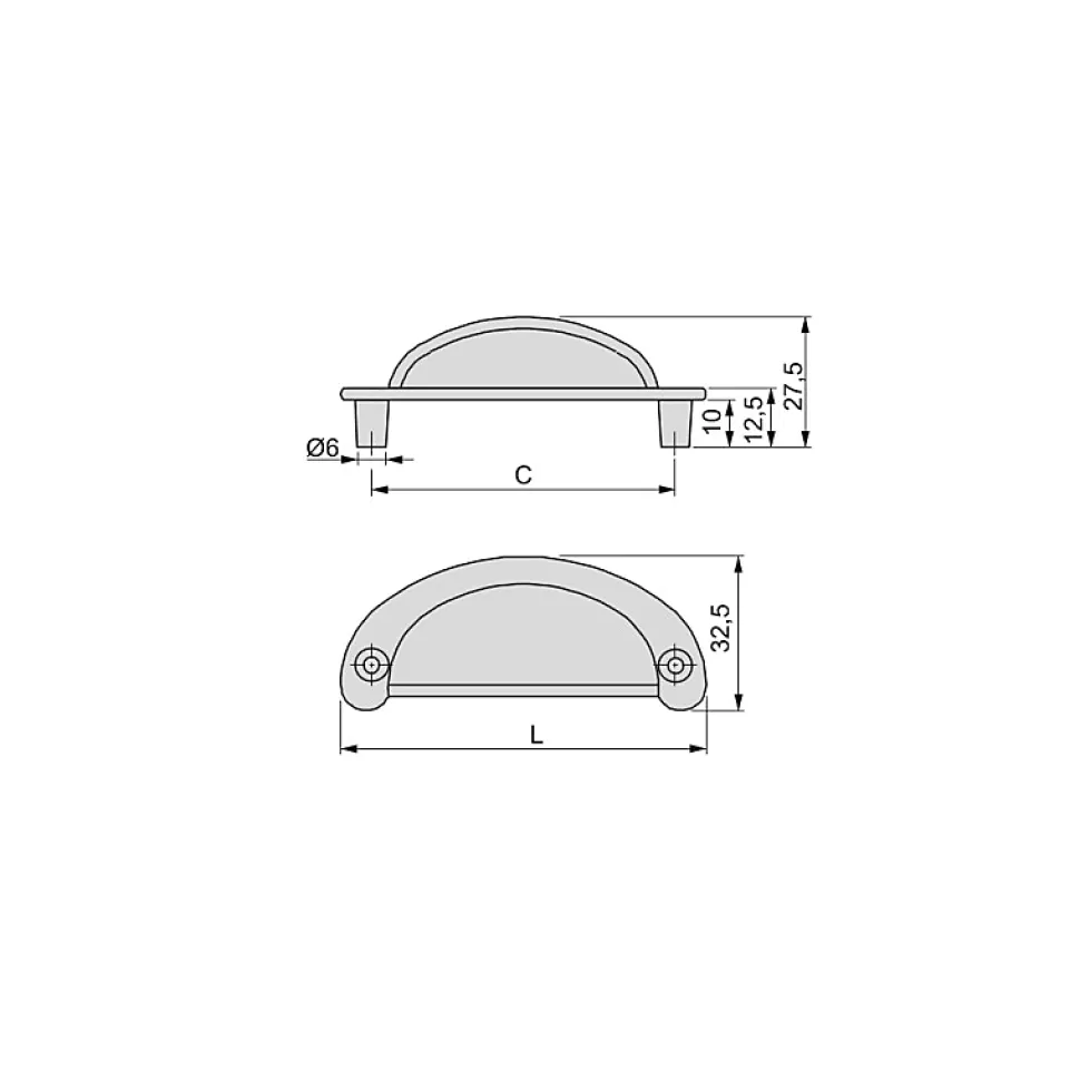 Emuca Poignée pour meubles Alberic, L77mm, entraxe 64mm, Zamak, Bronze