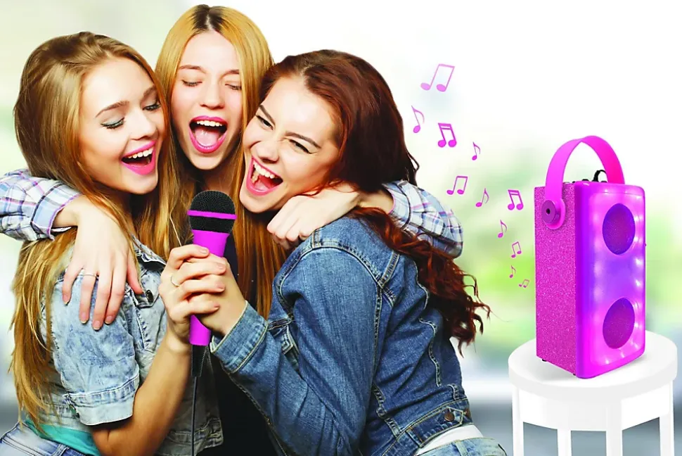 Enceinte Bluetooth lumineuse Rose avec micro