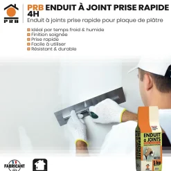 Enduit à Joint Prise Rapide 4h 5kg - Lissage et Finition Ultra-Rapide - Travaux de Rénovation Intérieure