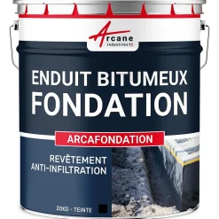 Enduit bitumineux pour Fondations Murs enterrés - ARCAFONDATION. Noir - 20 kg - ARCANE INDUSTRIES