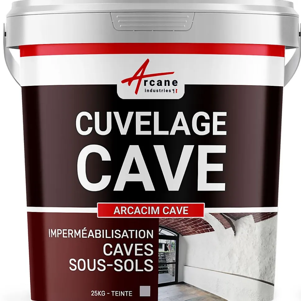 Enduit de cuvelage hydrofuge - Étanchéité cave sous-sol garage / ARCACIM CAVE Gris - 25 kg - ARCANE INDUSTRIES