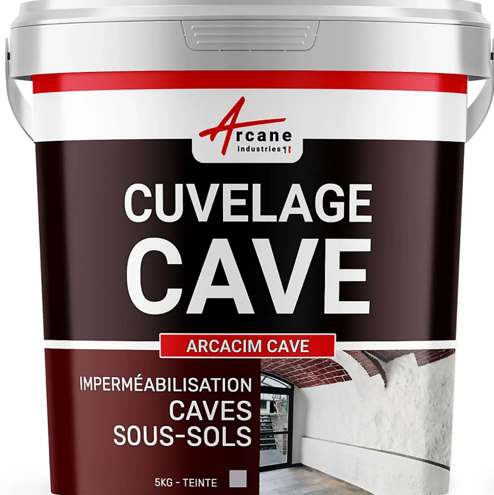 Enduit de cuvelage hydrofuge - Étanchéité cave sous-sol garage / ARCACIM CAVE Gris - 5 kg - ARCANE INDUSTRIES