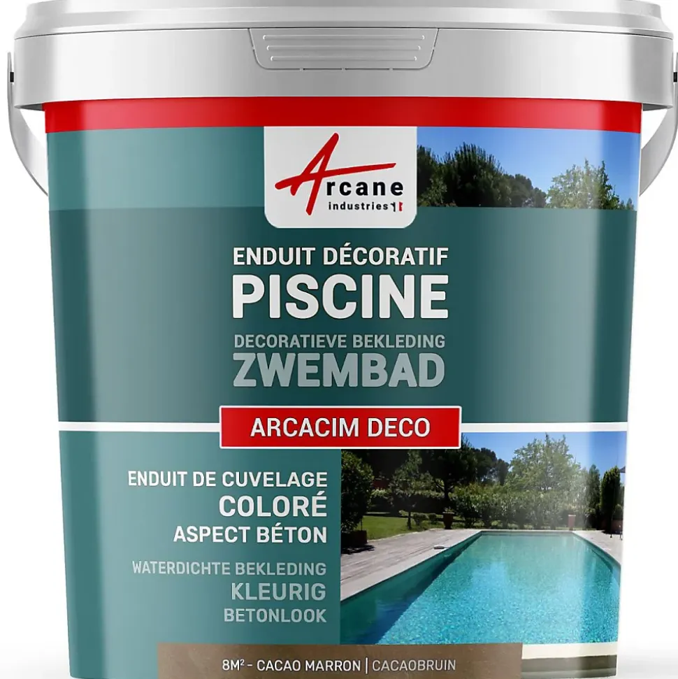 ENDUIT DE CUVELAGE PISCINE FINITION BETON CIRE - ARCACIM DECO Cacao Marron - 8 m² - ARCANE INDUSTRIES