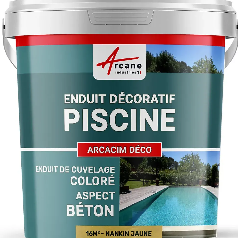 ENDUIT DE CUVELAGE PISCINE FINITION BETON CIRE - ARCACIM DECO Nankin Jaune - 16 m² - ARCANE INDUSTRIES