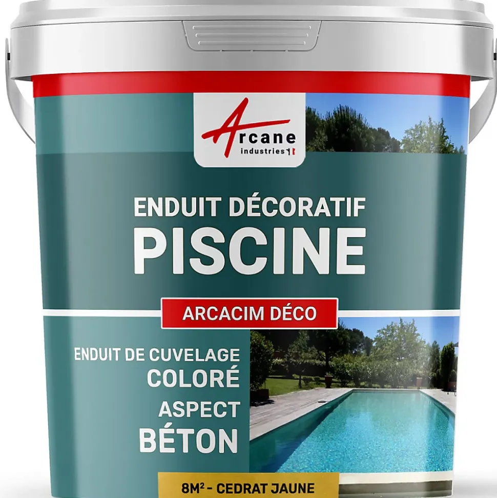 ENDUIT DE CUVELAGE PISCINE FINITION BETON CIRE - ARCACIM DECO Cédrat Jaune - 8 m² - ARCANE INDUSTRIES