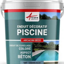 ENDUIT DE CUVELAGE PISCINE FINITION BETON CIRE - ARCACIM DECO Canard Gris Bleuté - 16 m² - ARCANE INDUSTRIES