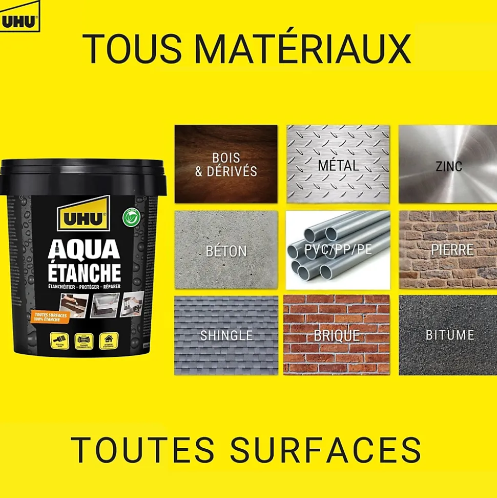 Enduit d'étanchéité noir UHU Aqua étanche pot de 750 ml