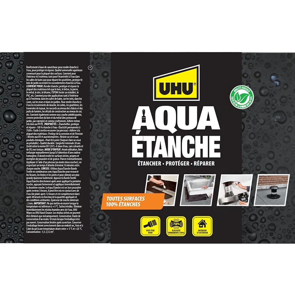 Enduit d'étanchéité noir UHU Aqua étanche pot de 750 ml