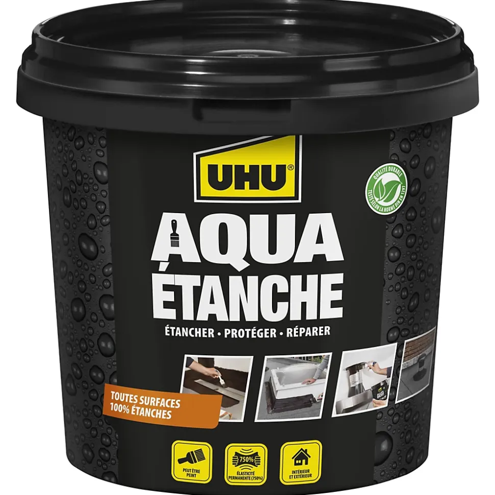 Enduit d'étanchéité noir UHU Aqua étanche pot de 750 ml