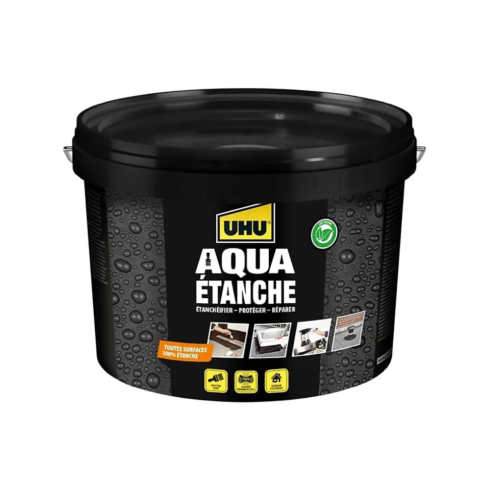 Enduit d'étanchéité noir UHU Aqua étanche, seau de 2,5L