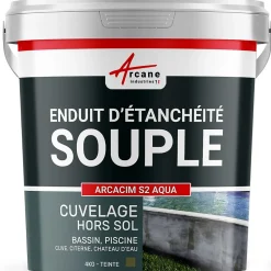 Enduit d'étanchéité Piscine Cuve Hors Sol - ARCACIM S2 AQUA. Gris Marron Proche - RAL 7013 - 4 kg - ARCANE INDUSTRIES