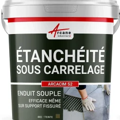 Enduit d'étanchéité sous carrelage dalle/chape extérieure - ARCACIM S2 Gris Marron Proche - RAL 7013 - 4 kg - ARCANE INDUSTRIES