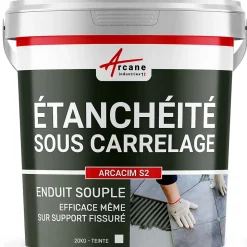 Enduit d'étanchéité sous carrelage dalle/chape extérieure - ARCACIM S2 Blanc - 20 kg - ARCANE INDUSTRIES