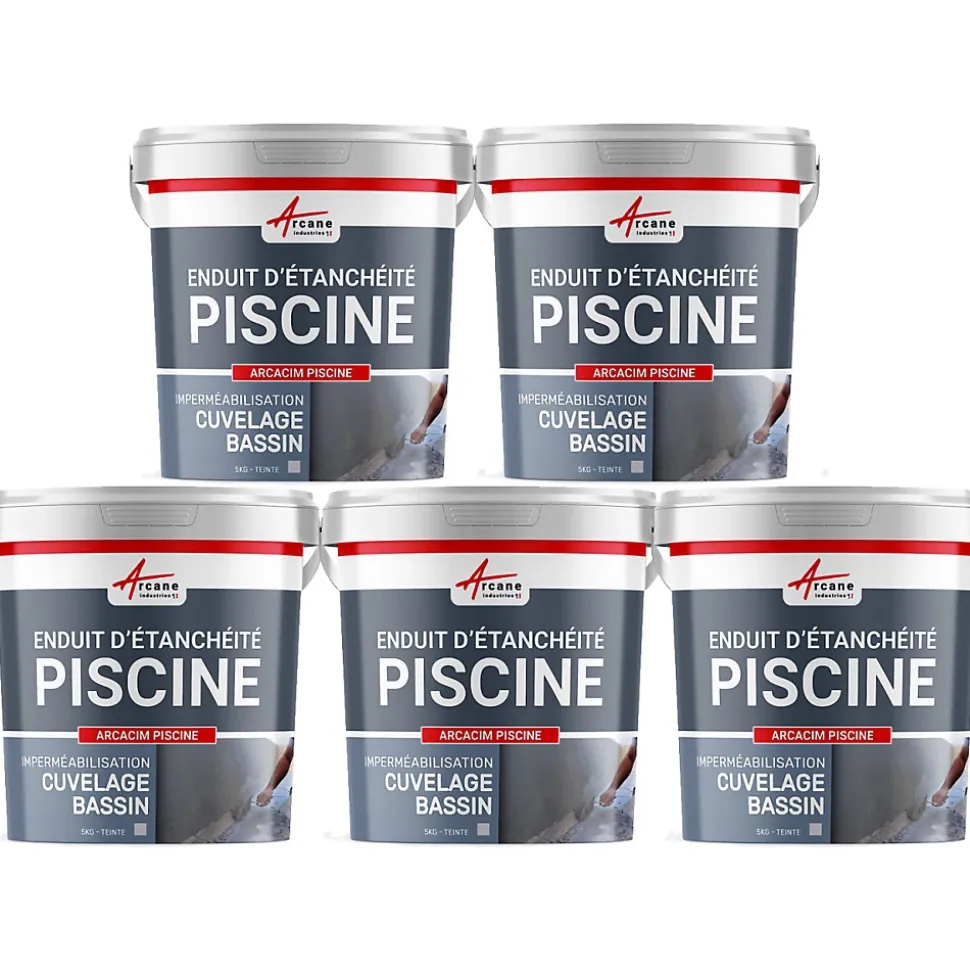 Enduit Piscine Hydrofuge - Etanchéité Piscine & Cuvelage : ARCACIM PISCINE Blanc - Offre Spéciale : 5 x 25 Kg - ARCANE INDUSTRIES