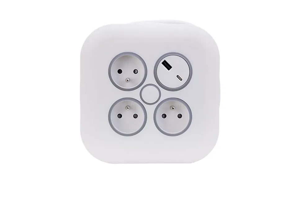 Enrouleur 3 prises + 2 USB-A/C - Zenitech