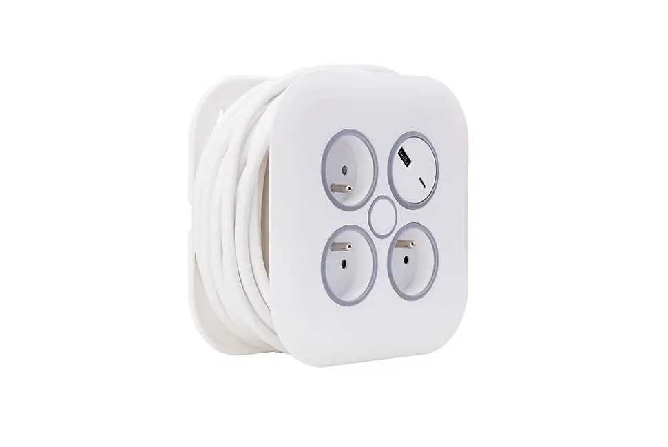 Enrouleur 3 prises + 2 USB-A/C - Zenitech