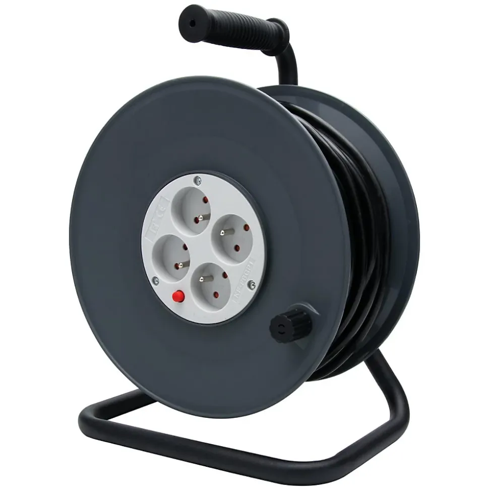 Enrouleur 4 prises 40m + coupe-circuit + support Zenitech