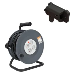 Enrouleur 4 prises 25m + coupe-circuit + support Zenitech