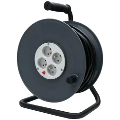 Enrouleur 4 prises 25m + coupe-circuit + support Zenitech