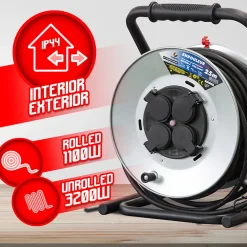 Enrouleur 4 prises-h07rn-3g2.5MM²-25M - Acier galvanisé -I-watts Pro