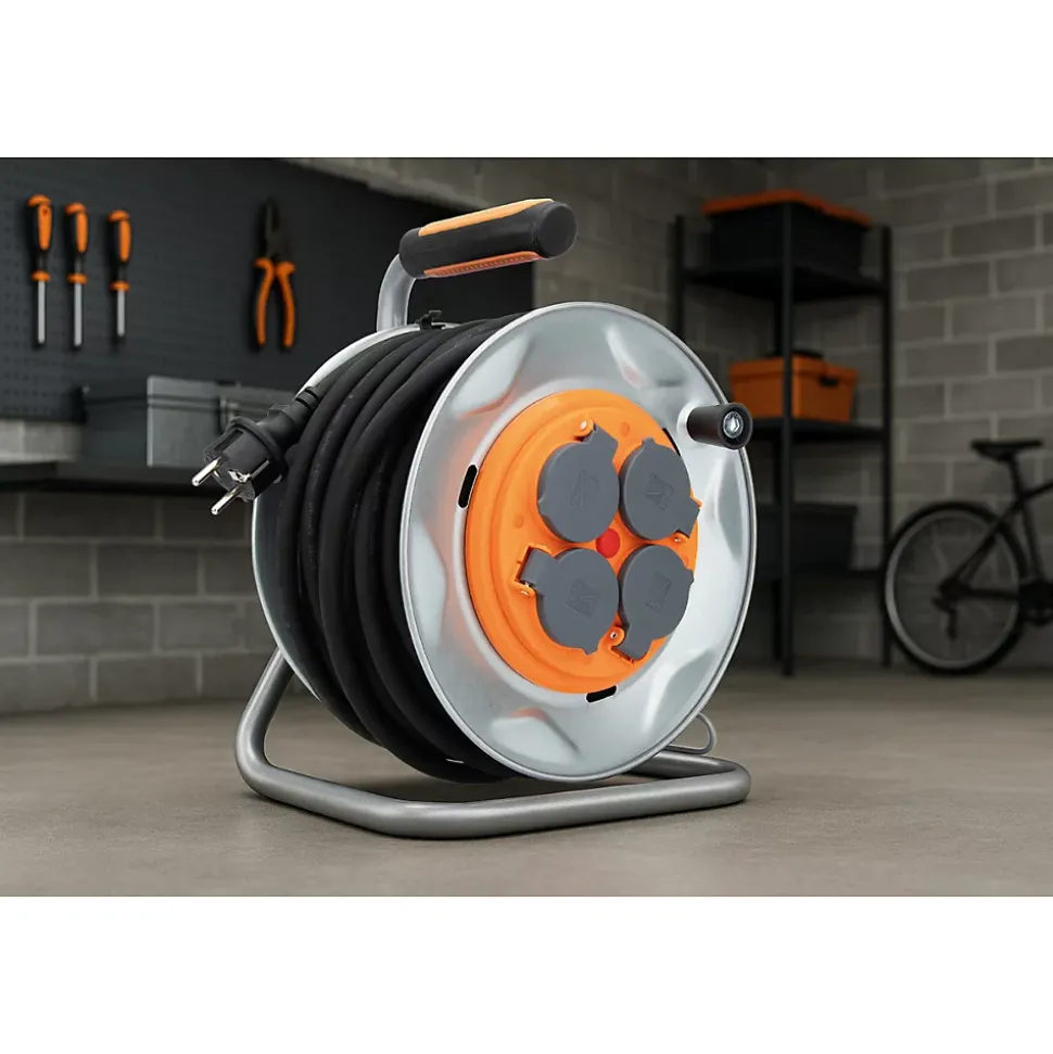 Enrouleur chantier 3G2,5mm² IP44 25m - 4 prises Zenitech