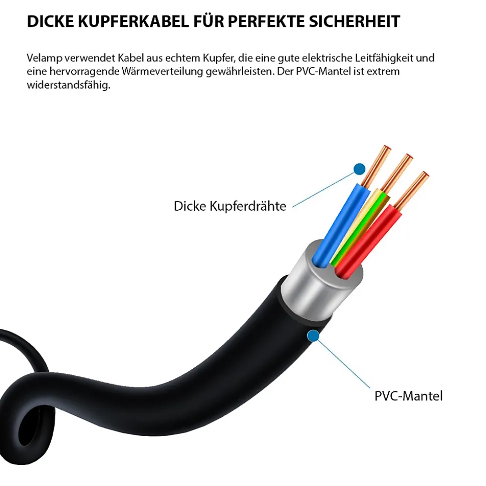 Enrouleur de câble domestique 4 prises Schuko standards, câble H05VV-F3G1.0MM2, 10M ,CE