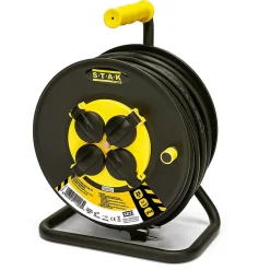 Enrouleur de câble électrique professionnel, 4 prises et prise Schuko, H07RN-F3G2.5MM2, 25M , GS (TUV)- IP44.