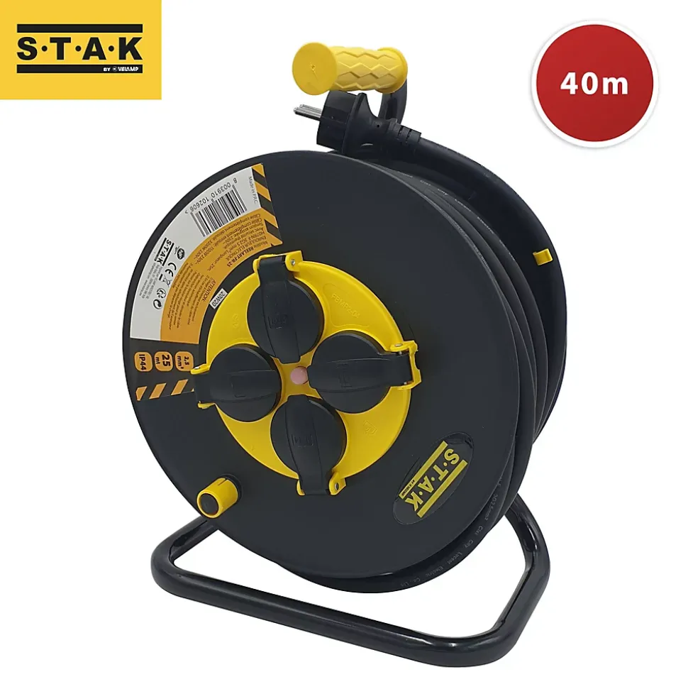 Enrouleur de chantier, 4 prises, 3G2.5, 40mètres , NF, IP44