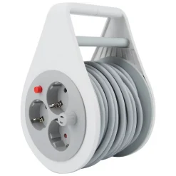 Enrouleur domestique Schuko 3 prises 7m - Gris - Zenitech