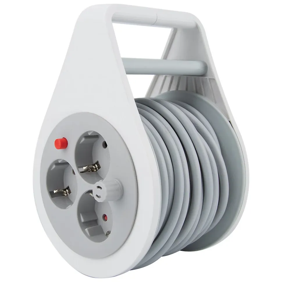 Enrouleur domestique Schuko 3 prises 7m - Gris - Zenitech