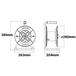 Enrouleur électrique 20 m, 4 prises, type E, 3x1,5 mm², IP44 - rallonge pour jardin et atelier HOROZ