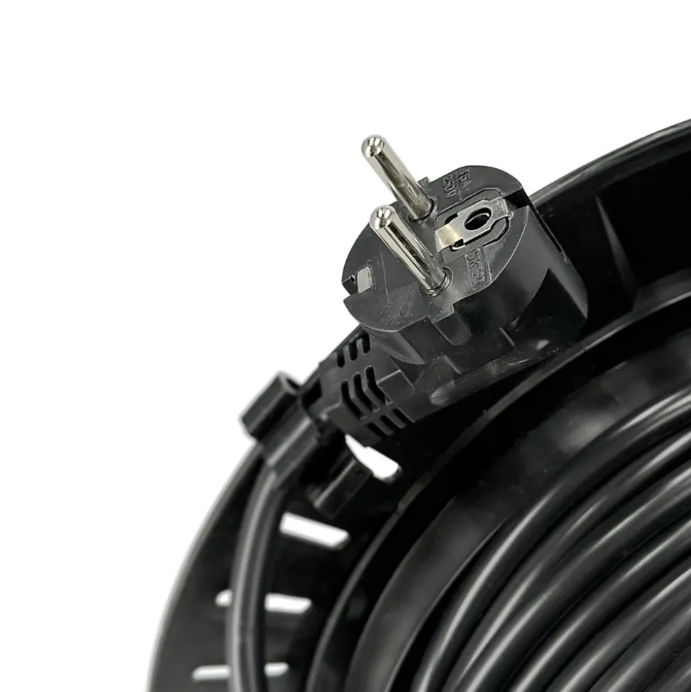Enrouleur électrique 20 m, 4 prises, type E, 3x1,5 mm², IP44 - rallonge pour jardin et atelier HOROZ