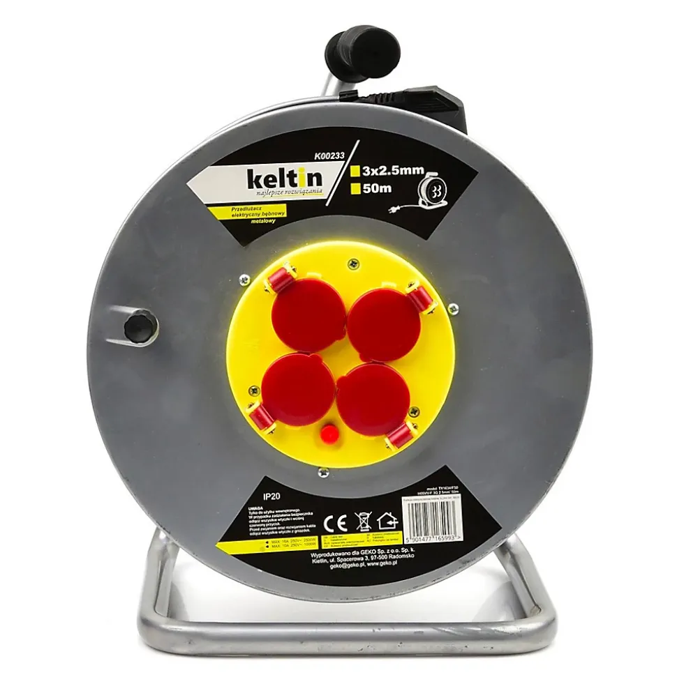 Enrouleur électrique 4 prises 16 A - IP20 - câble H05VV-F 3G 2,5 mm² 50 m