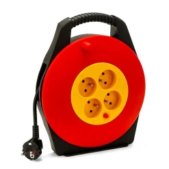 Enrouleur électrique domestique 10m, H05VV-F3G1.0MM2, 4 prises françaises 2P+T 16A, NF, CE