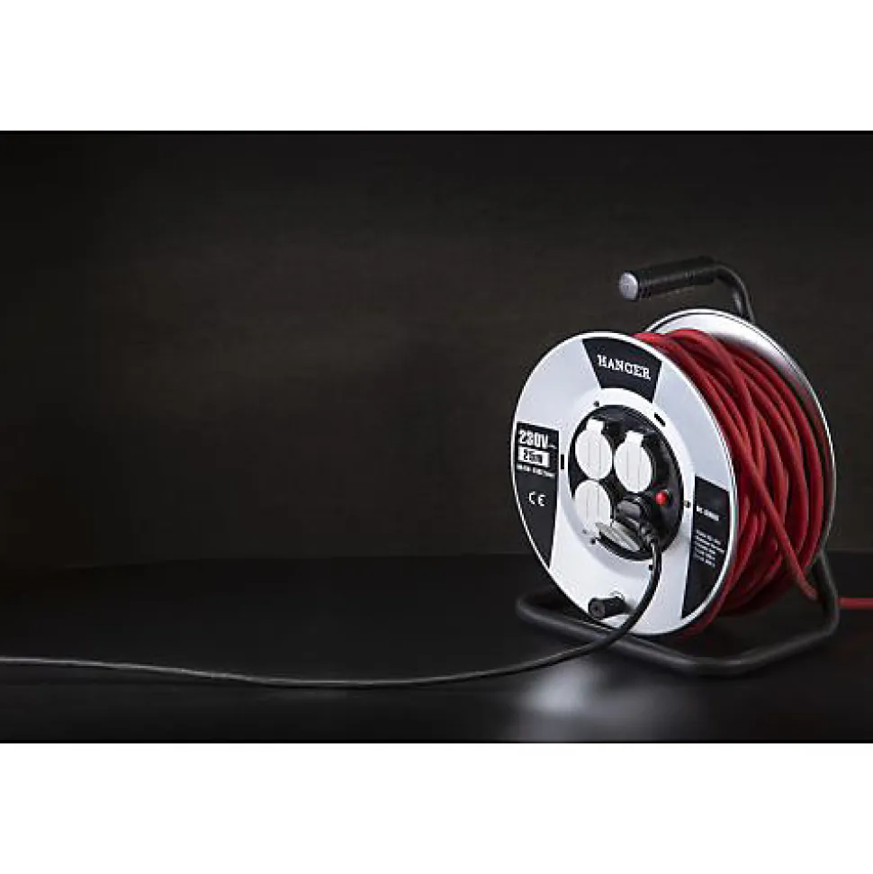 Enrouleur électrique 25m H07RN-F 3G 2,5mm2 flasque acier - HANGER - 600009