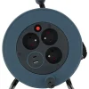 Enrouleur 12m 3 prises + 2USB - gris - Zenitech