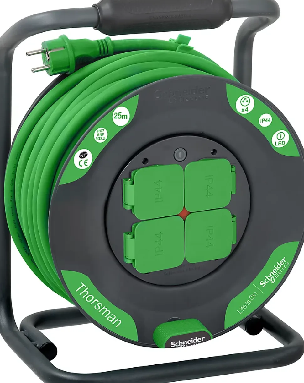 Enrouleur 25m H07RNF 4 prises (IP44) - Schneider