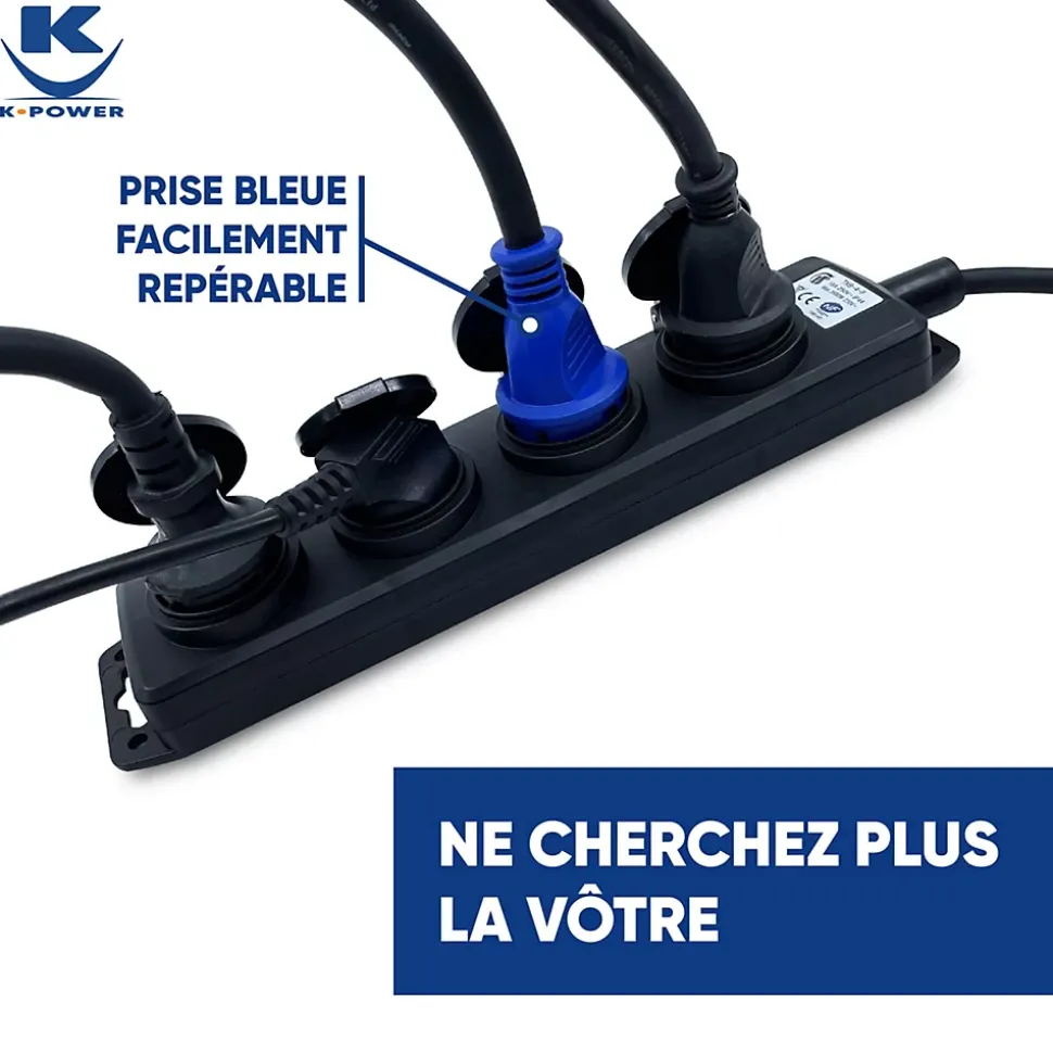 Enrouleur Pro 40M 3G2.5 IP44 avec 4 Prises à Clapet pour Usage Intensif en Intérieur & Extérieur