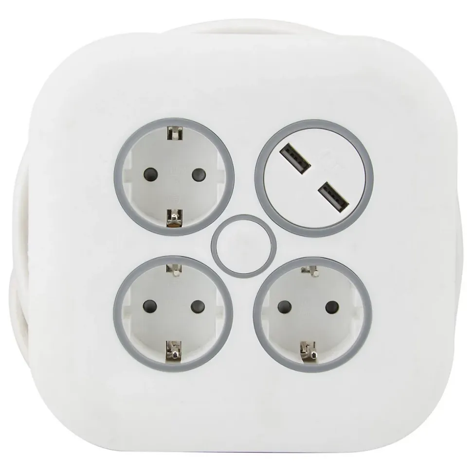 Enrouleur Schuko 3 prises + 2 USB 7m Zenitech