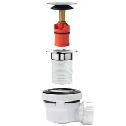 Ensemble bonde et siphon de lavabo Wirquin Nano 6.7 Sortie Ø32 mm - 1/4 de tour