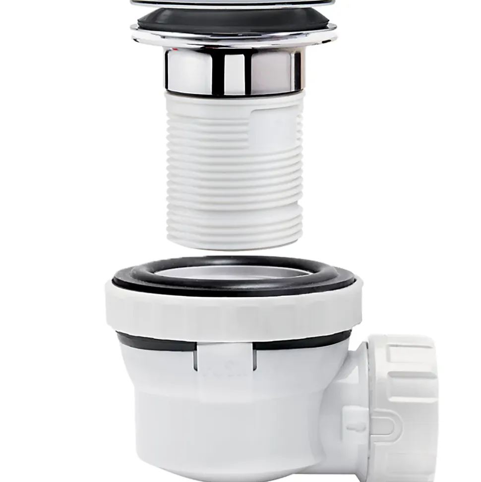 Ensemble bonde et siphon de lavabo Wirquin Nano 6.7 Sortie Ø32 mm - 1/4 de tour