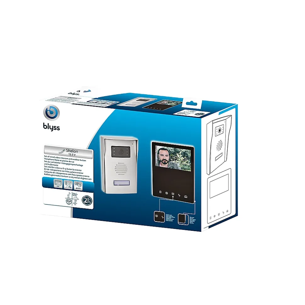 Ensemble interphone vidéo filaire et bouton pour l'extérieur Blyss Shelon