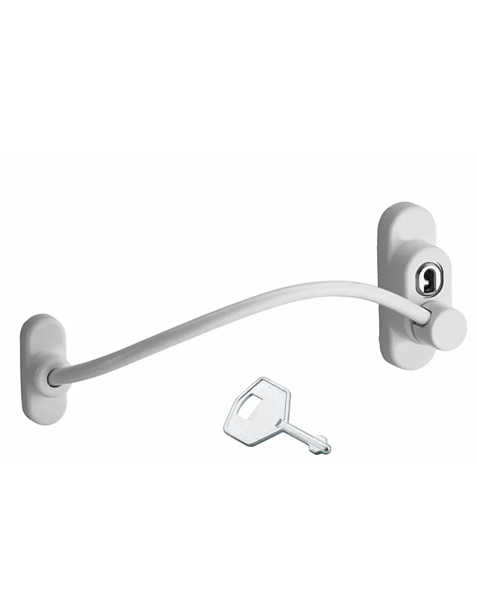 Entrebailleur à clé pour fenêtre, câble acier, 180mm, laqué blanc, 1 clé - THIRARD