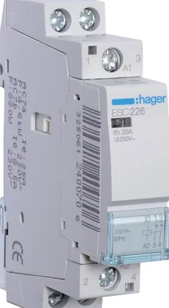 Esc426 Hager Contacteur Modulaire De Puissance 4nf - 25a - Bobine 230 Vac - Bornes à Vis - 2 Modules