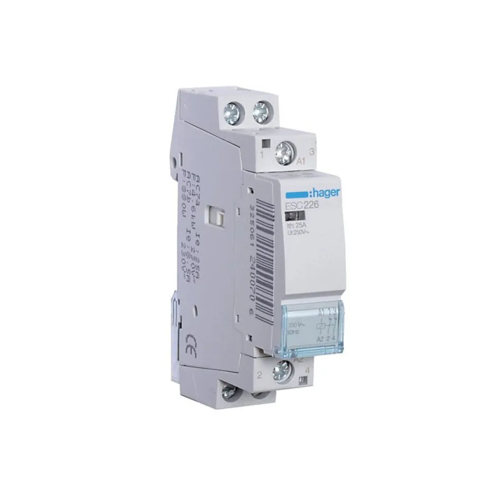 Esc226 Hager Contacteur Modulaire De Puissance 2nf - 25a - Bobine 230 Vac - Bornes à Vis - 1 Module