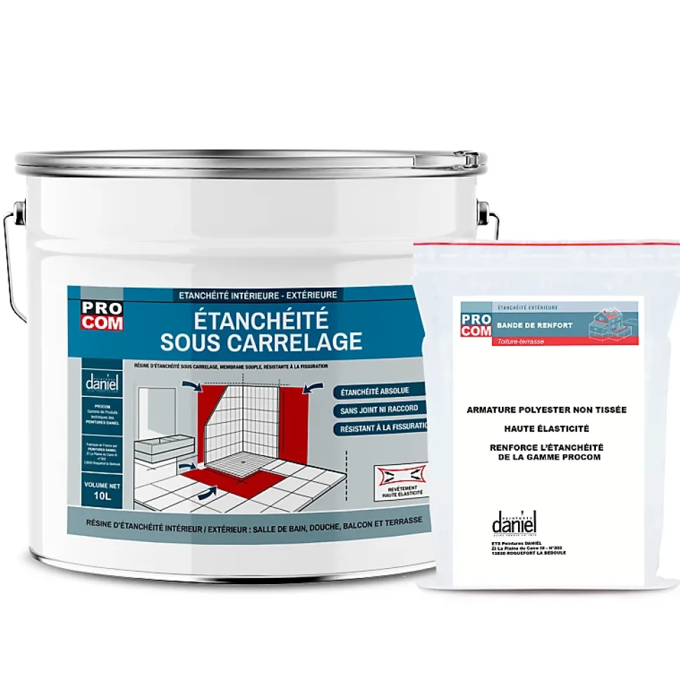Etancheite sous carrelage, KIT douche, salle de bain, pièce humide - résine d'imperméabilisation, protection à l'eau - PROCOM-10 l