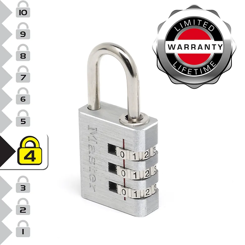 7630EURD Cadenas à Combinaison Programmable en Aluminium, gris, 3 x 6,5 x 1,3 cm