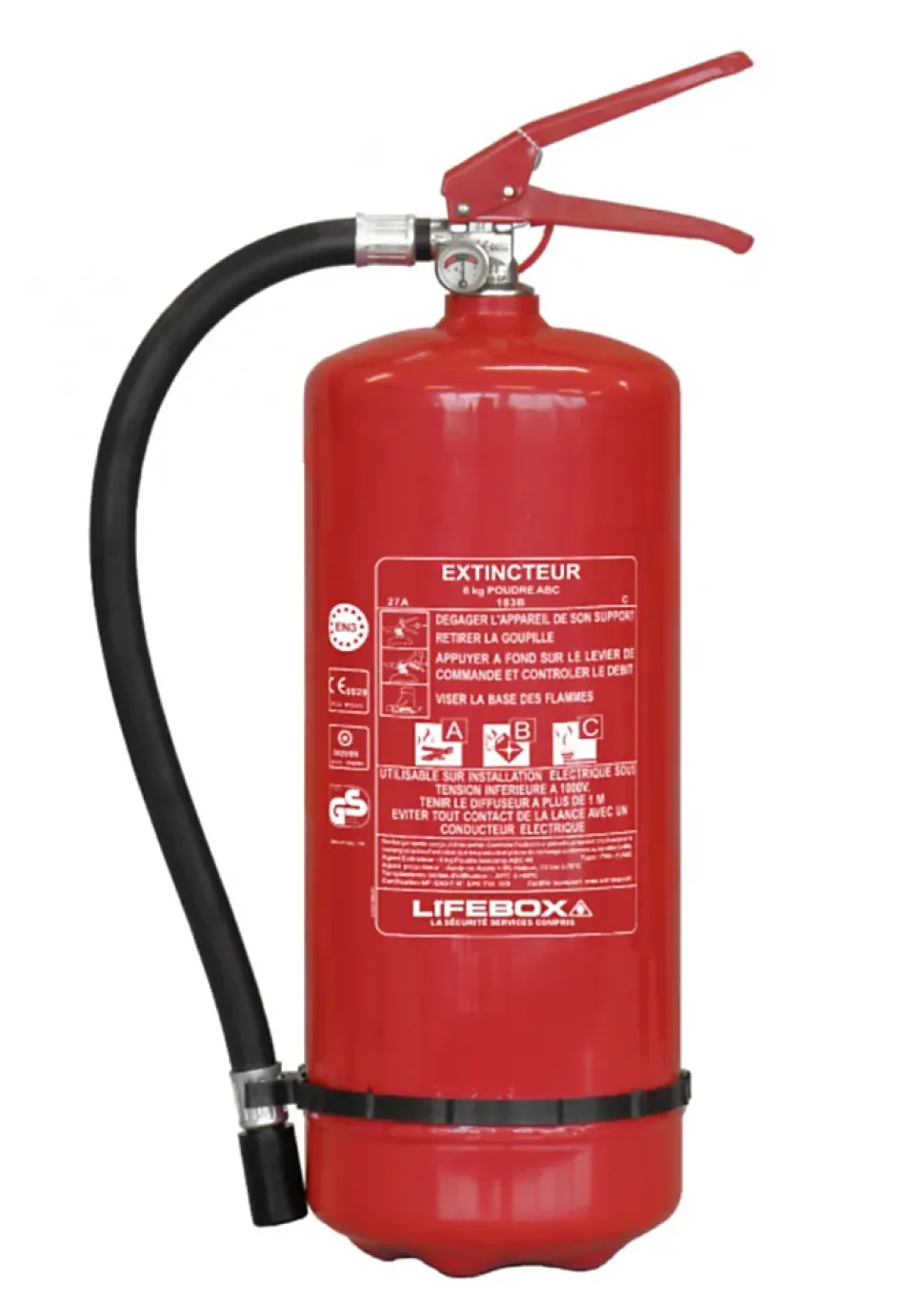 Extincteur poudre ABC 6 kg Lifebox avec manomètre