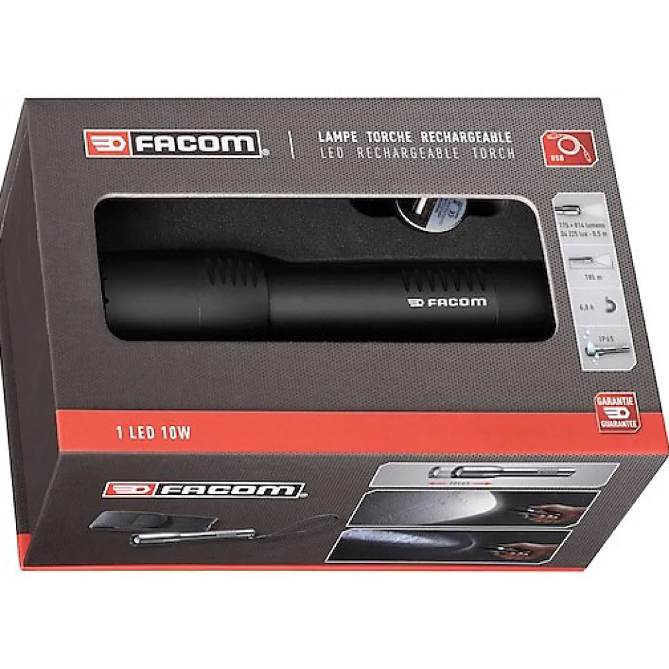 Facom 779.CRTPB - Lampe torche LED rechargeable compacte 814 lumens, faisceau réglable