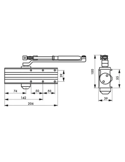 Ferme-porte automatique hydraulique Design force 3, argent - THIRARD